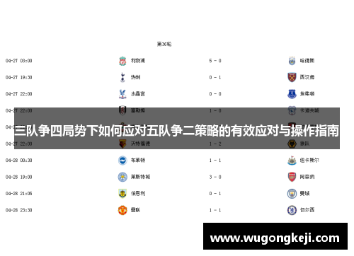 三队争四局势下如何应对五队争二策略的有效应对与操作指南